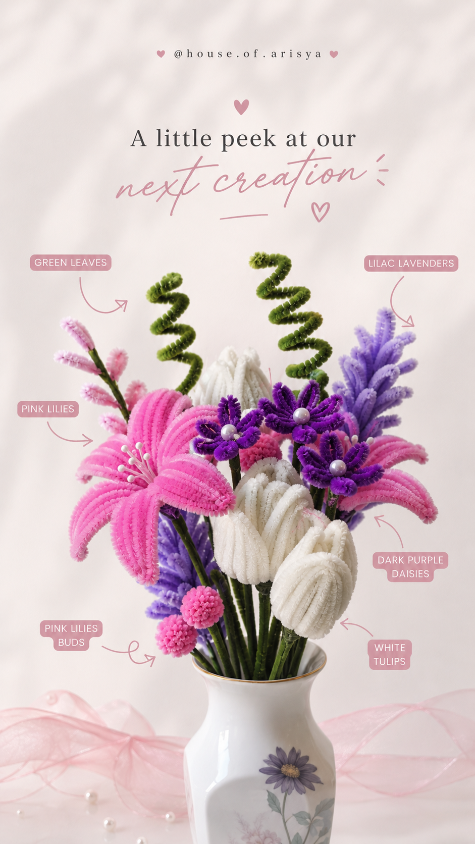 Handcrafted lily & lavender arrangement